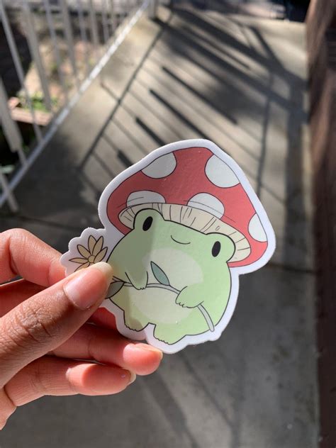 Cute Mushroom Frog Vinyl Sticker Etsy