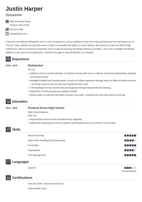 Dishwasher Resume—Sample, Guide and 25+ Writing Tips