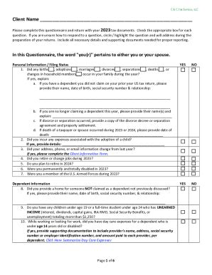 Fillable Online Please Complete This Questionnaire And Return With Your