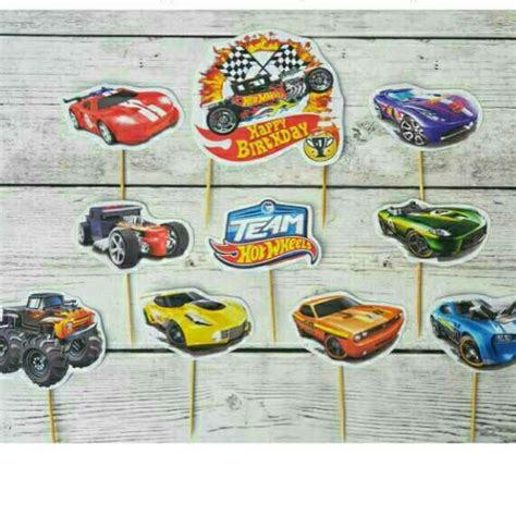 Topper Cupcake Decoration Cup Cake Birthday Cake Happy Birthday Character Hot Wheels Shopee