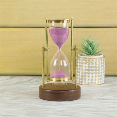 Watkins & Hills Royal Navy Hourglass Golden Brass, Purple, Wood Base
