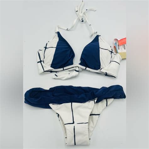Salinas Swim Nwt Salinas Blue And White Bikini Size S Poshmark