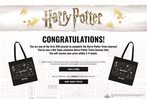 Hot Topic S Harry Potter Trivia Journey Sweepstakes The Shorty Awards