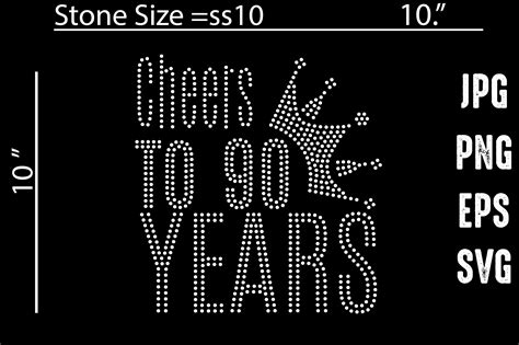 Cheers To 90 Years Rhinestone Template Graphic By Mandala Design