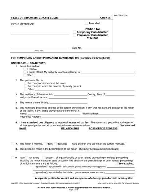 Petition Guardianship Minor Doc Template Pdffiller