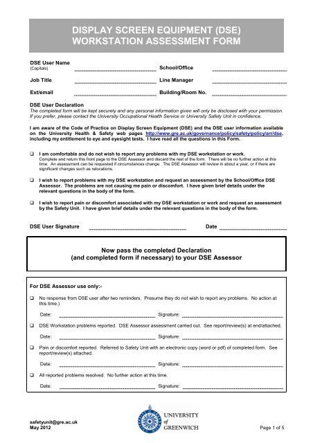 Workstation Assessment Form