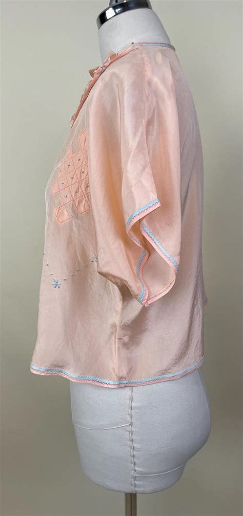 Vintage S S Peach Silk Lingerie Lounging Blou Gem