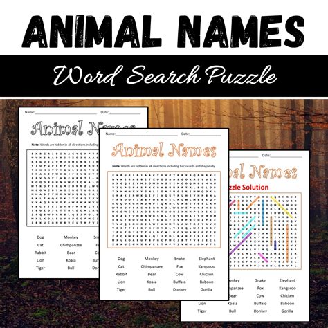 Animal Names Word Search Puzzle Made By Teachers
