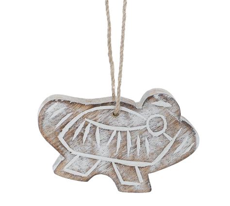 Baby Jesus Whitewashed Wood Ornament