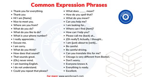 common expression phrases word coach