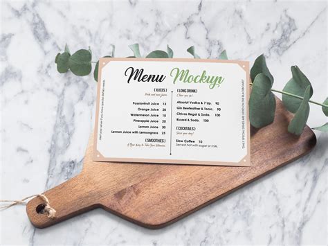 landscape hotel restaurant menu card mockup psd designbolts