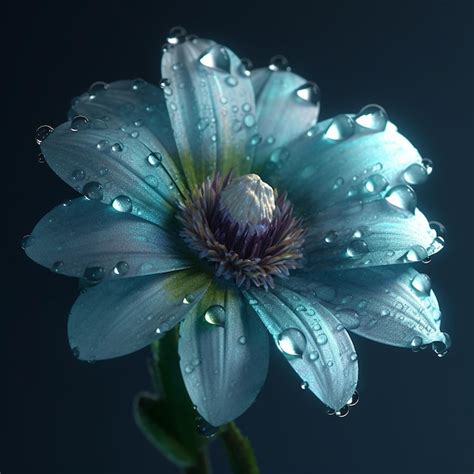 Premium AI Image A Blue Flower With Water Droplets On It