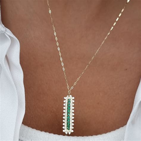 18K Pure Gold Green Stone Necklace – Tala Gold Collection