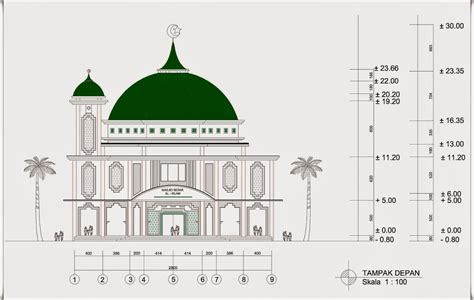 Home Art Design Masjid 2 Lantai Ukuran 28 M X 34 M Dengan 1 Menara