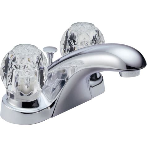 Peerless 2 Handle Centerset Bathroom Sink Faucet With Clear Knob