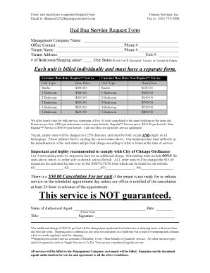 Fillable Online Bed Bug Inspection Request Form Fax Email Print Pdffiller