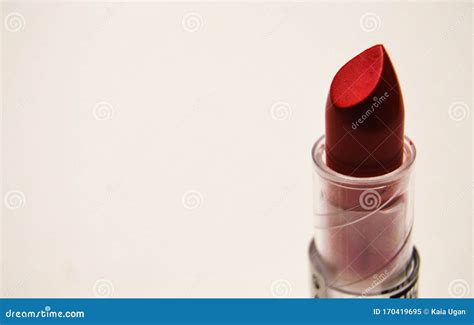 Red Lipstick Isolated On White Beautiful Modern Minimal Nude Lipstick Makeu Cosmetic Beauty