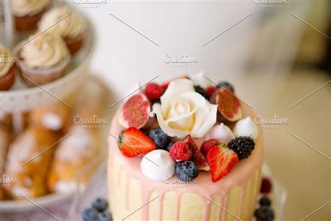 Delicious Naked Cake With Chocolate And Berries