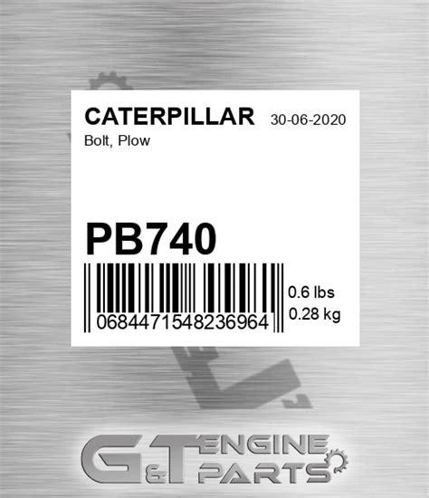 PB740 Bolt, Plow made to fit CATERPILLAR | 1 YEAR WARRANTY | Price: $5.00