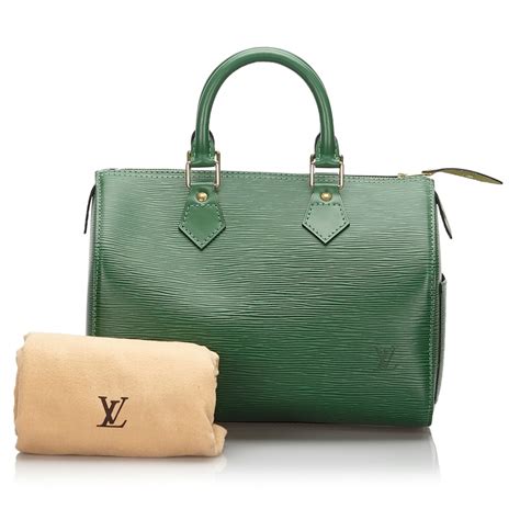 Louis Vuitton Vintage Epi Speedy 25 Bag Green Leather Handbag Luxury High Quality Avvenice