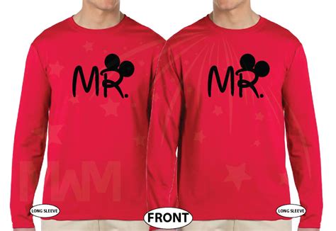 LGBT Gay Matching Shirts For Mr Mickey Mouse Hands In Heart Shape Wedding Date Married With Mickey