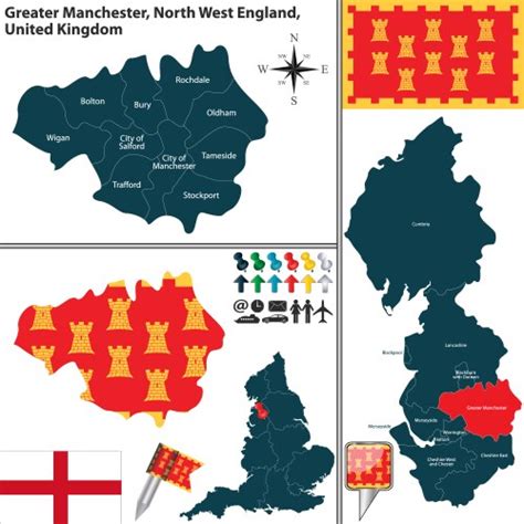 Modern Map Greater Manchester Metropolitan Vector Image