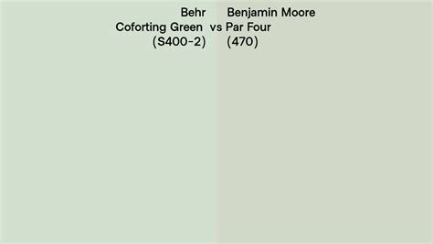 Behr Coforting Green S400 2 Vs Benjamin Moore Par Four 470 Side By