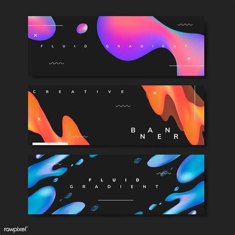 Colorful Fluid Gradient Banner Vector Set Free Image By