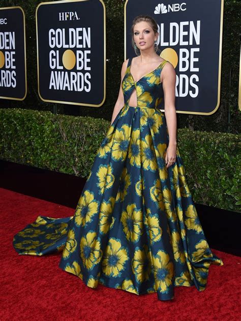 Taylor Swift in Etro Floral Dress: Golden Globes 2020 Red Carpet Style ...