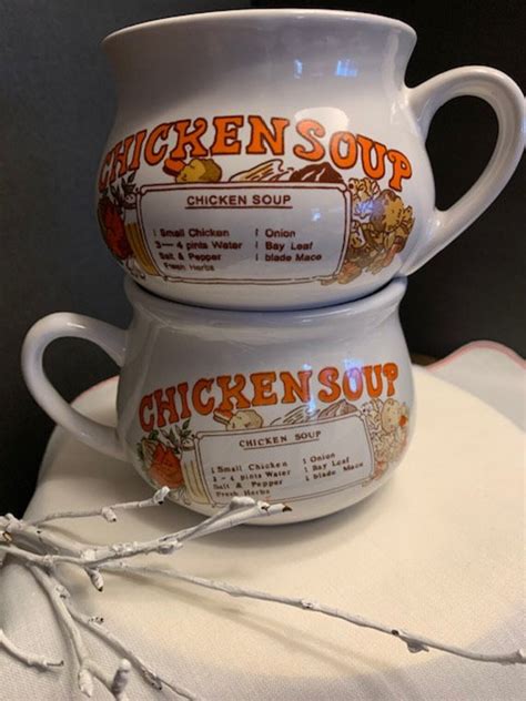 Chicken Soup Recipe Mug Vintage 1970s Soup Crock Chili Cup Etsy