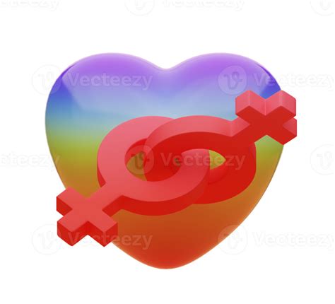 D Rendering Lesbian Symbol Or Homosexual Symbol And Rainbow Heart