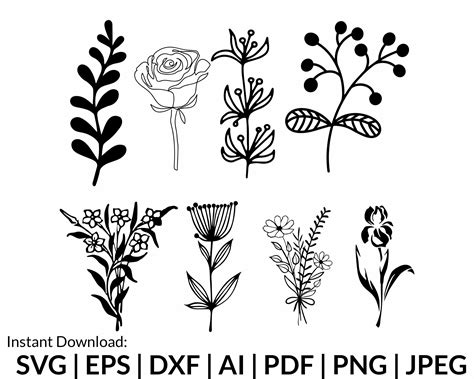 Wildflower Svg Bundle Bouquet Svg Flower Svg Floral Svg Inspire