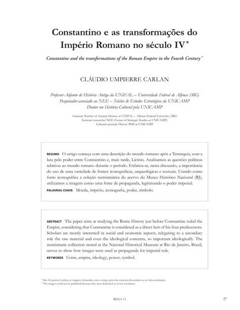 PDF Constantino e as transformações do Império Romano no século IV