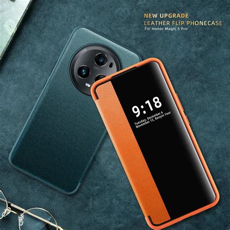 Honor-Magic-5-Pro-MAGIC5-Luxury-Skin-Window-View-Leather-Case-PU ...
