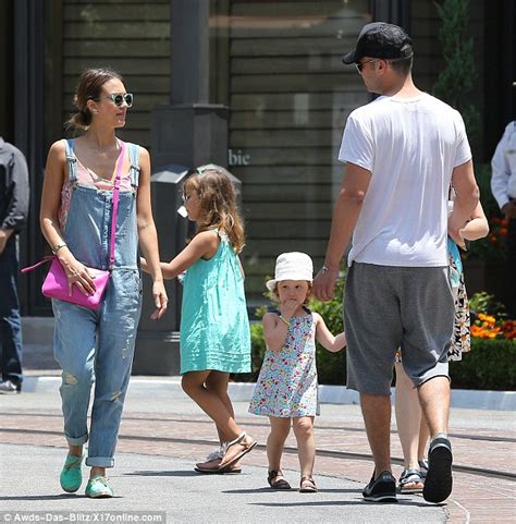 Jessica Alba Plays It Casually Chic In Denim Overalls At The Grove With