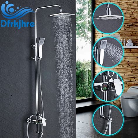 Led Bathroom Basin Shower Faucet Temperature Display Shower Set Hot And Cold Water Shower Head