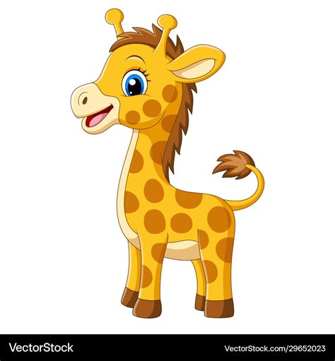 Cartoon little giraffe on white background Vector Image