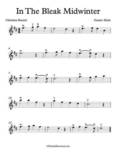 Free Violin Sheet Music In The Bleak Midwinter Michael Kravchuk