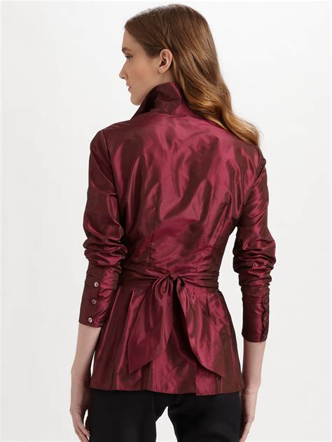 Lyst Lafayette New York Silk Taffeta Blouse In Purple