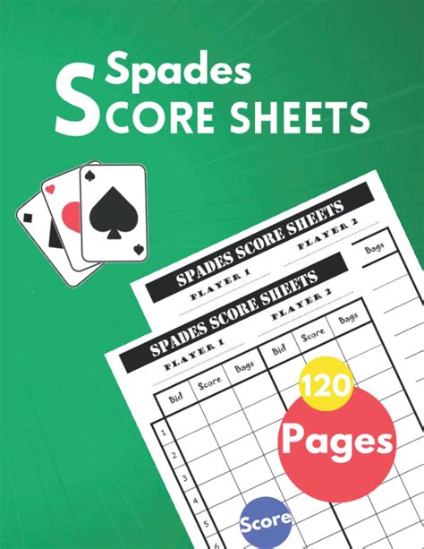 Spades Score Sheets Score Pads For Scorekeeping Spades Score