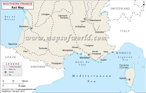 Southern France Rail Map With Major Cities And Roads