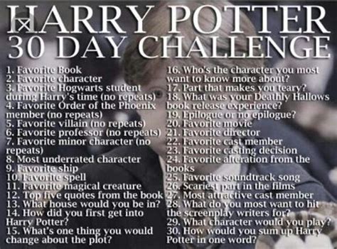 The 30 Day Harry Potter Challenge Harry Potter Amino