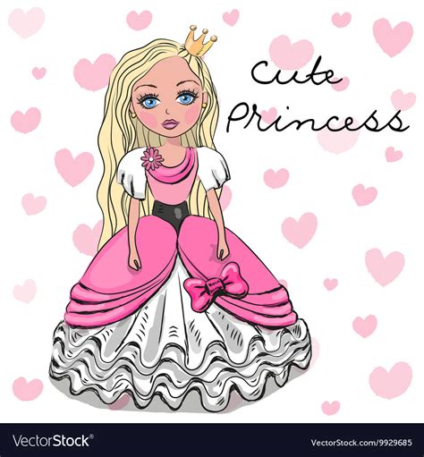 Cute Princess In A Pink Dress Royalty Free Vector Image