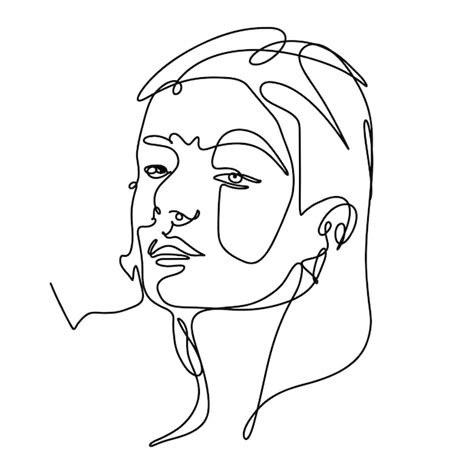 Dessin Au Trait Féminin Un Visage Abstrait Continu Par Dessin PSD Premium