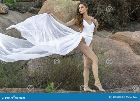 Lovely Brunette Model Posing Outdoors Stock Image Image Of Female Brunette