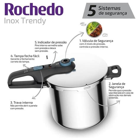 Panela Pressao Inox Rochedo - Panela de Pressão Inox de Indução Trendy 8 Litros Rochedo | MadeiraMadeira