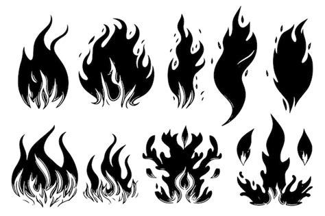 Premium Vector A Collection Of Flames Drawn By Hand