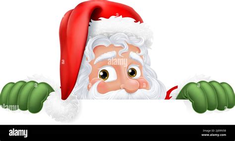 Cartoon Santa Claus Father Christmas Peeking Sign Stock Vector Image And Art Alamy