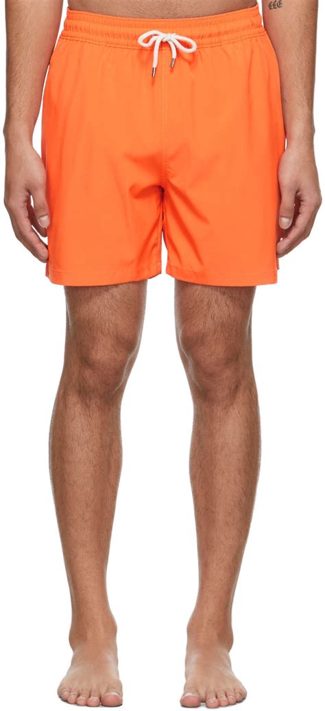 Polo Ralph Lauren Orange Traveler Swim Shorts Ssense Canada