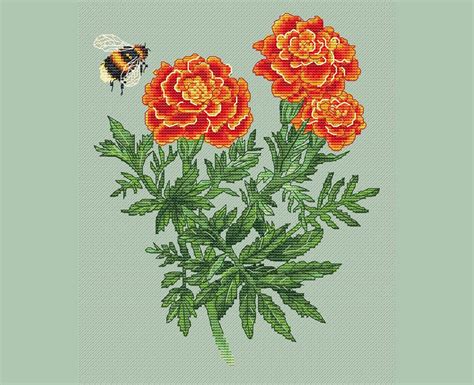 Marigold Cross Stitch Pattern Wild Flowers Cross Stitch Etsy